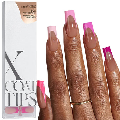 XCOATTIPS® French - Long Square Pink Pastel Tips