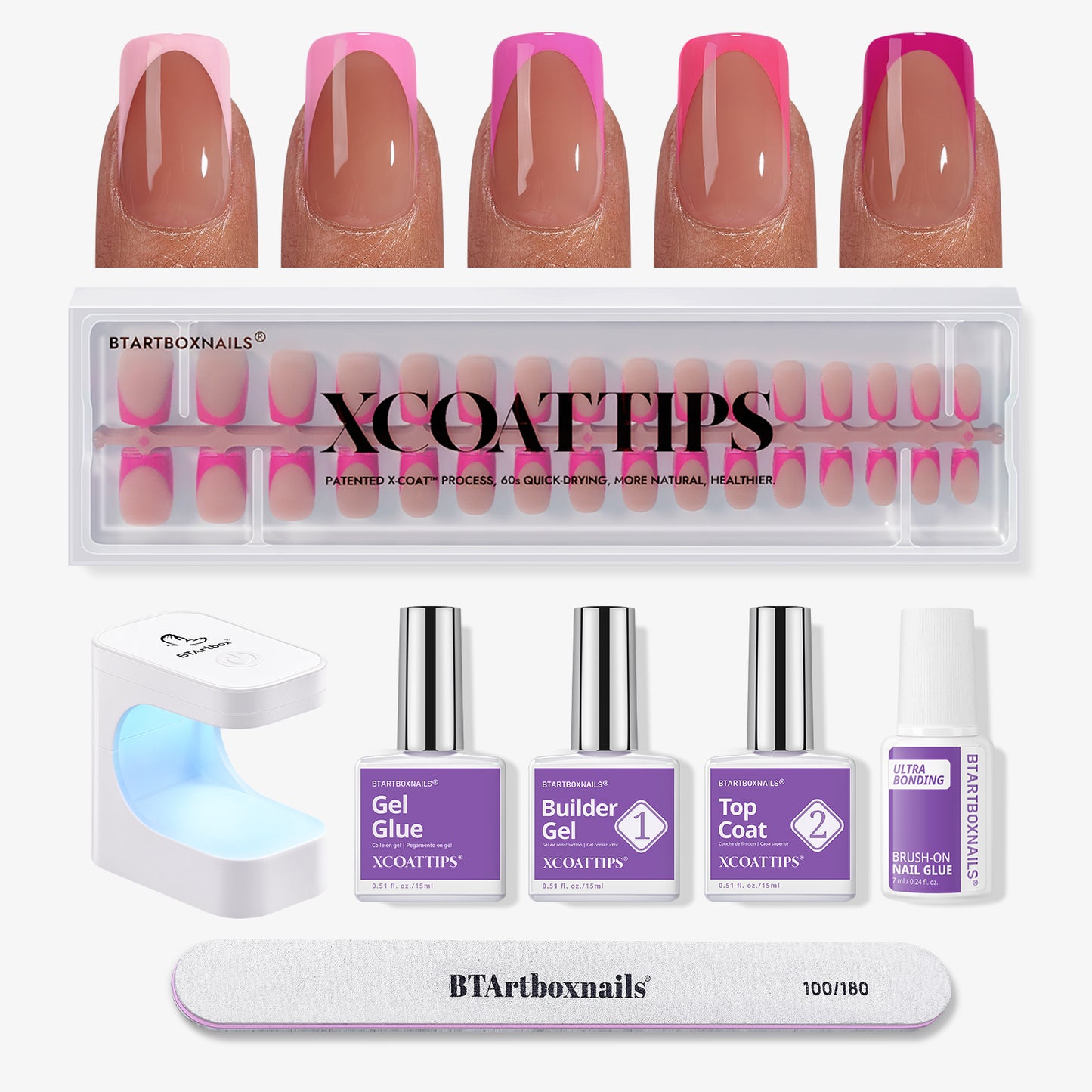 XCOATTIPS® Pink Pastel French Kit - Short Square