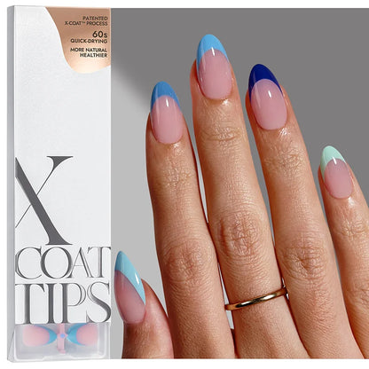 XCOATTIPS® French - Short Almond Blue Pastel Tips