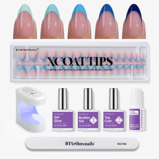 XCOATTIPS® Blue Pastel French Kit - Short Almond