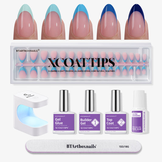 XCOATTIPS® Blue Pastel French Kit - Short Almond