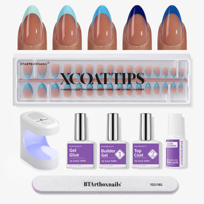 XCOATTIPS® Blue Pastel French Kit - Short Almond