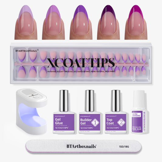 XCOATTIPS® Purple Pastel French Kit - Short Almond