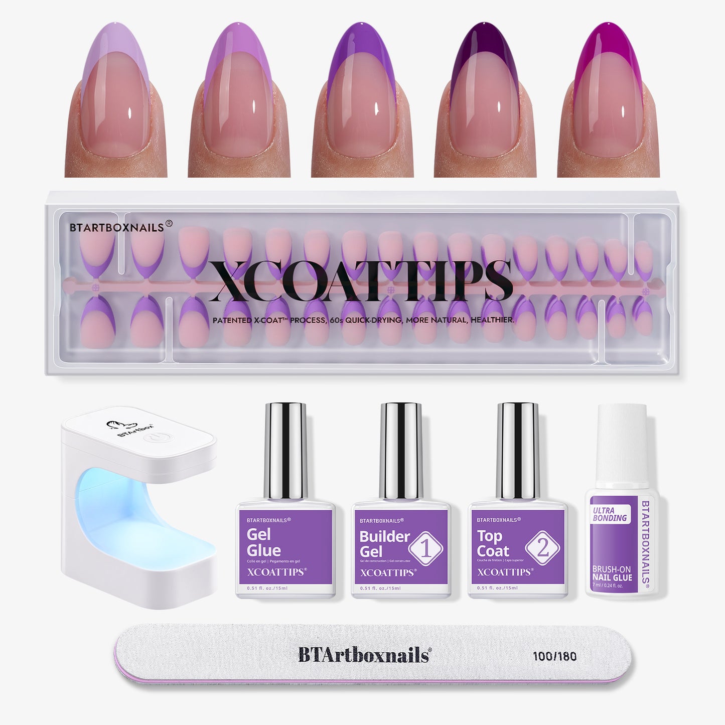 XCOATTIPS® Purple Pastel French Kit - Short Almond