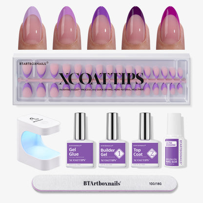 XCOATTIPS® Purple Pastel French Kit - Short Almond