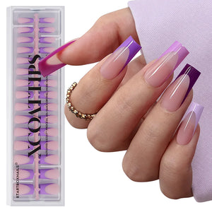 Long Square Purple Pastel Tips
