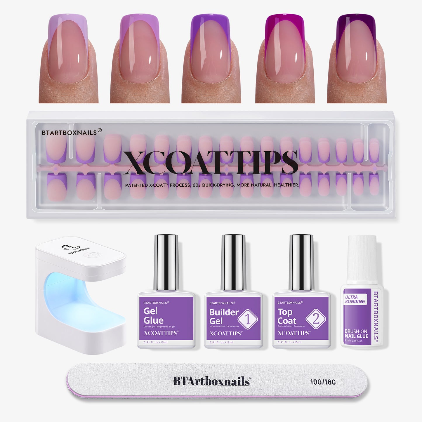 XCOATTIPS® Purple Pastel French Kit - Short Square
