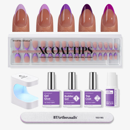XCOATTIPS® Purple Pastel French Kit - Short Almond