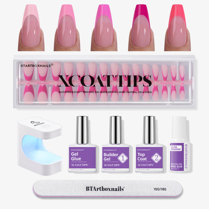 XCOATTIPS® Pink Pastel French Kit - Medium Coffin