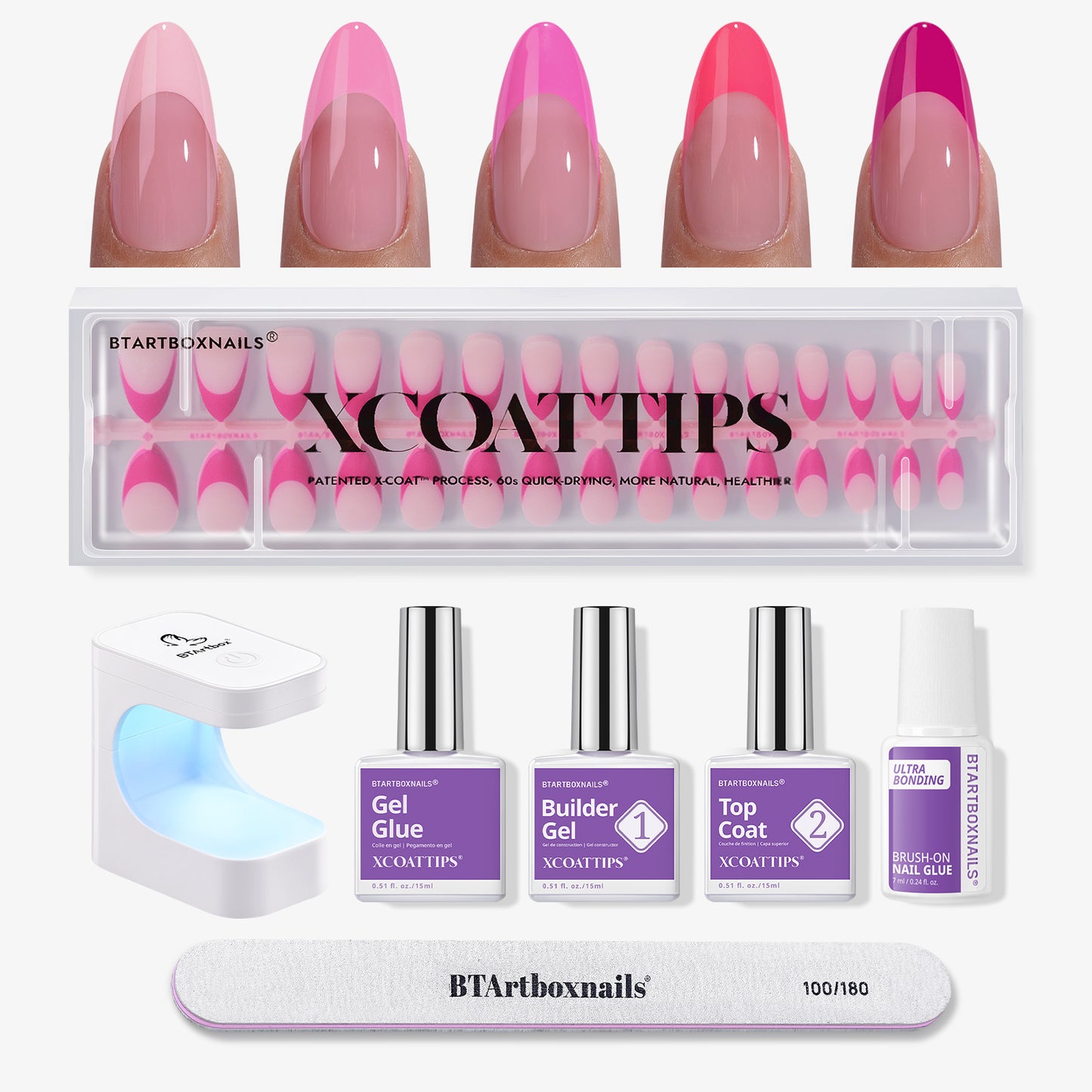 XCOATTIPS® Pink Pastel French Kit - Almond