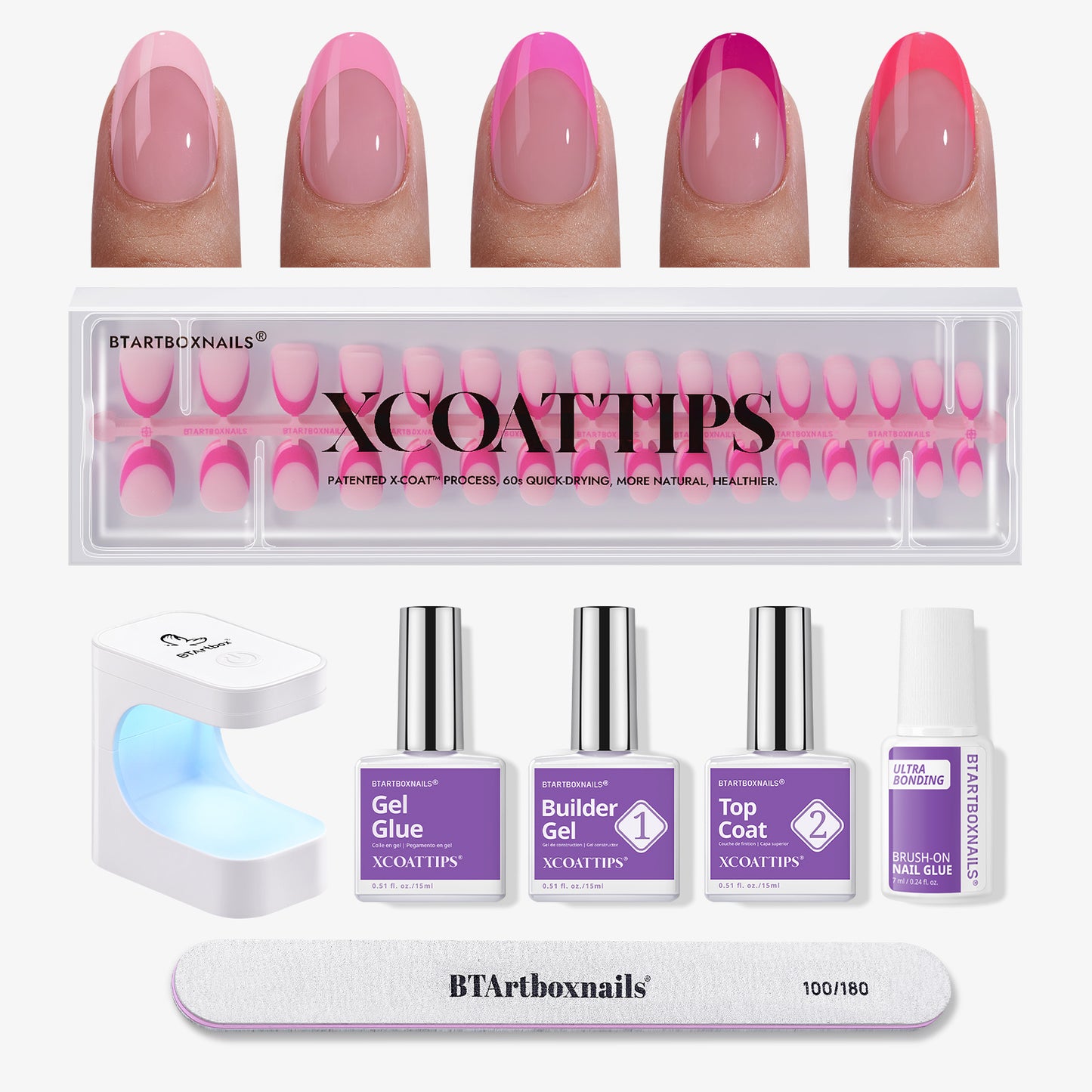 XCOATTIPS® Pink Pastel French Kit - Almond