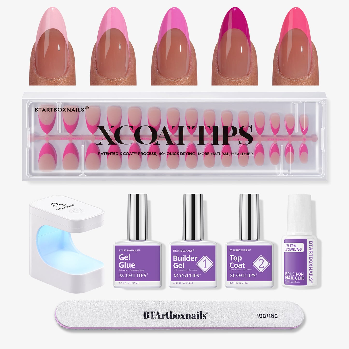 XCOATTIPS® Pink Pastel French Kit - Almond