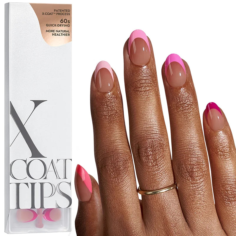 XCOATTIPS® French - Extra Short Oval Pink Pastel Tips