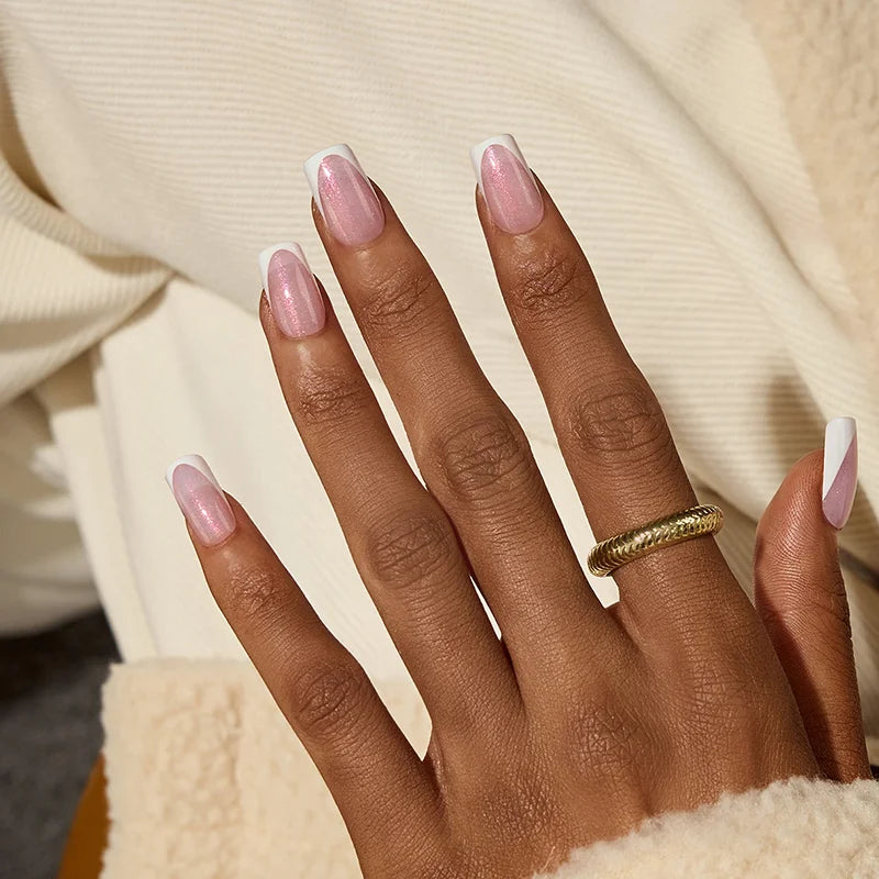 XCOATTIPS® French - Glitter Base Short Square 96 Pcs