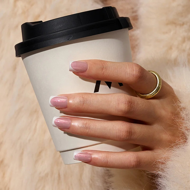 XCOATTIPS® French - Glitter Base Extra Short Square 96 Pcs