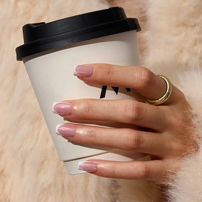 XCOATTIPS® French - Glitter Base Extra Short Square 96 Pcs