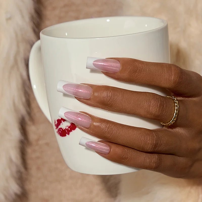 XCOATTIPS® French - Glitter Base Long Square 96 Pcs