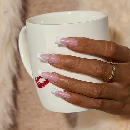 XCOATTIPS® French - Glitter Base Long Square 96 Pcs