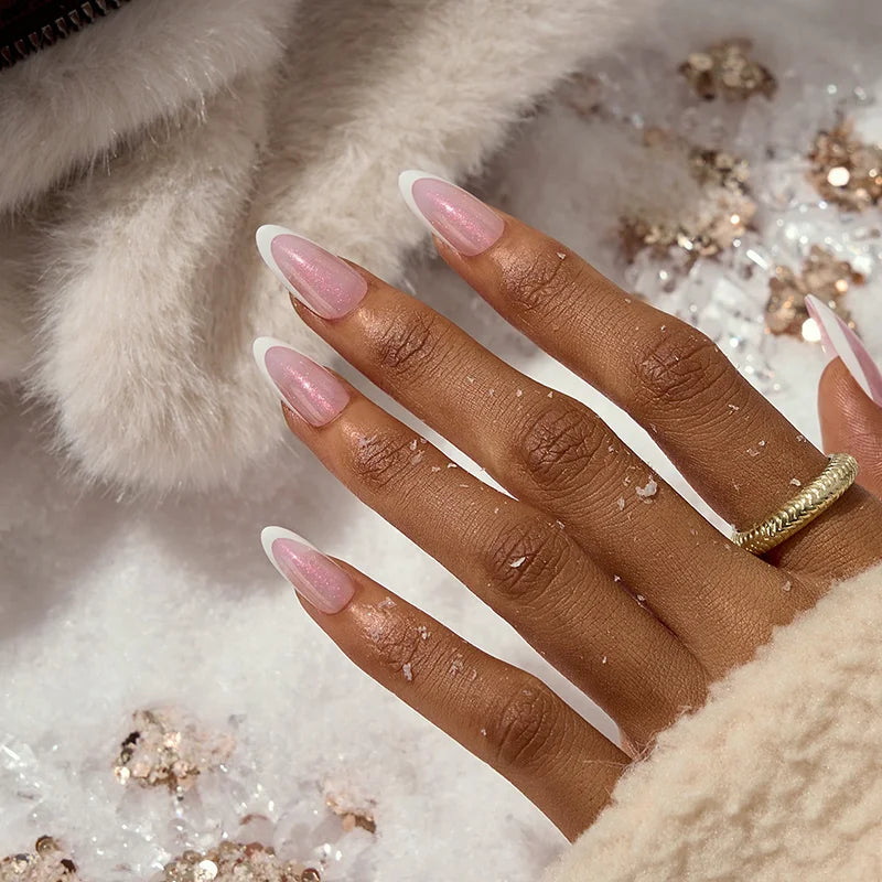 XCOATTIPS® French - Glitter Base Medium Almond 90 Pcs