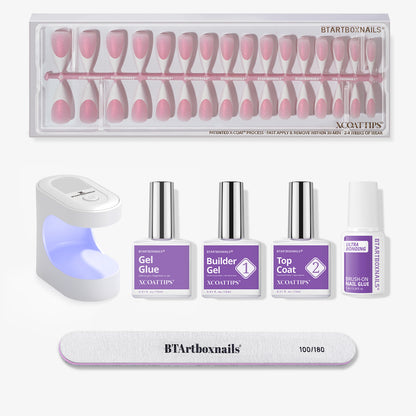 XCOATTIPS® French - Glitter Base Long Stiletto 96 Pcs