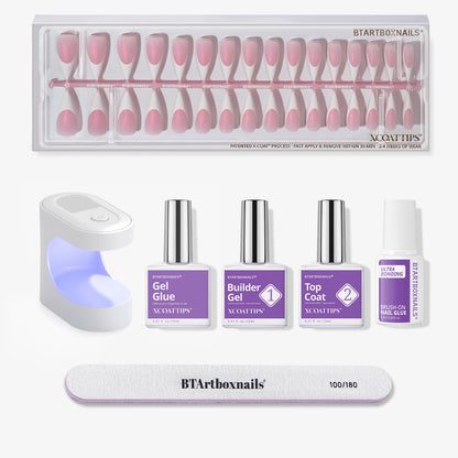 XCOATTIPS® French - Glitter Base Long Stiletto 96 Pcs