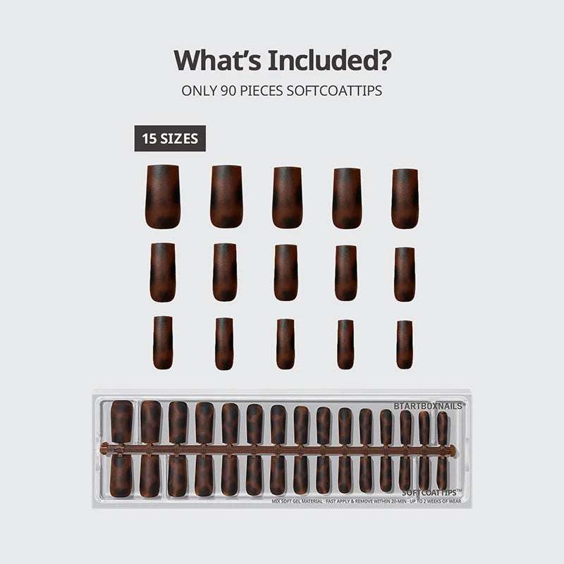 SOFTCOATTIPS™ Tortoiseshell - Long Square 90 Pcs