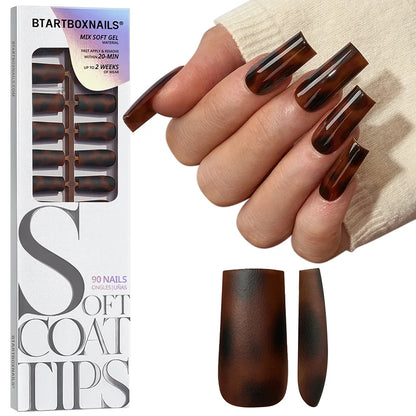 SOFTCOATTIPS™ Tortoiseshell - Long Square 90 Pcs