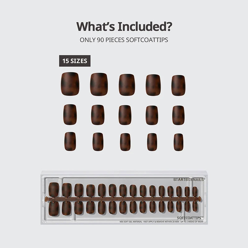 SOFTCOATTIPS™ Tortoiseshell - Extra Short Square 90 Pcs