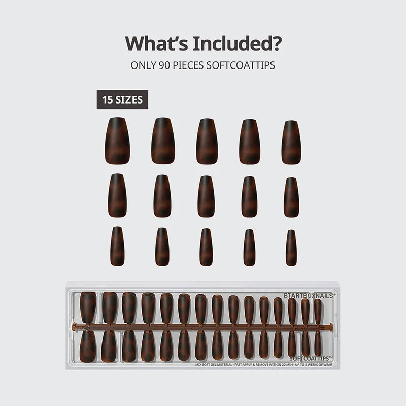 SOFTCOATTIPS™ Tortoiseshell - Medium Coffin 90 Pcs