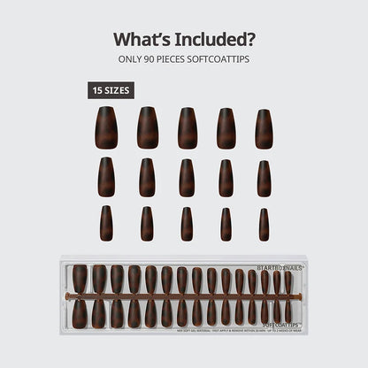 SOFTCOATTIPS™ Tortoiseshell - Medium Coffin 90 Pcs