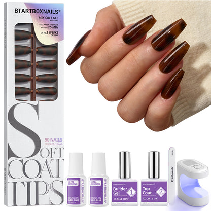 SOFTCOATTIPS™ Tortoiseshell - Medium Coffin 90 Pcs