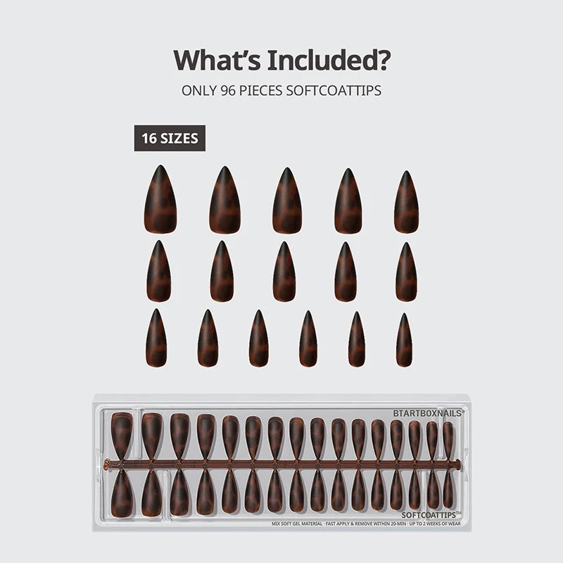 SOFTCOATTIPS™ Tortoiseshell - Long Stiletto 96 Pcs