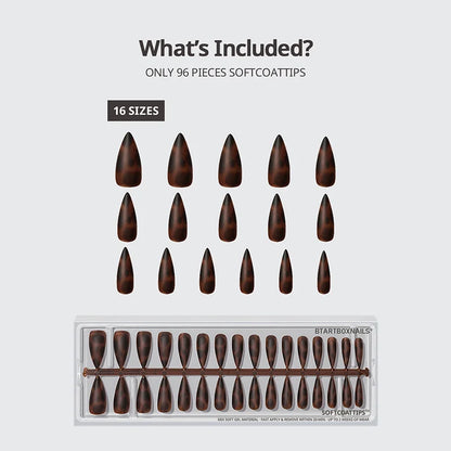 SOFTCOATTIPS™ Tortoiseshell - Long Stiletto 96 Pcs
