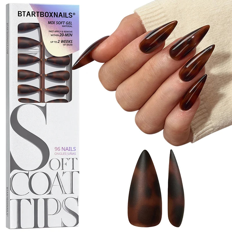 SOFTCOATTIPS™ Tortoiseshell - Long Stiletto 96 Pcs