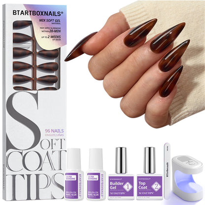 SOFTCOATTIPS™ Tortoiseshell - Long Stiletto 96 Pcs