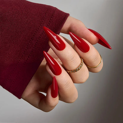 Red Allure Long Stiletto Nails