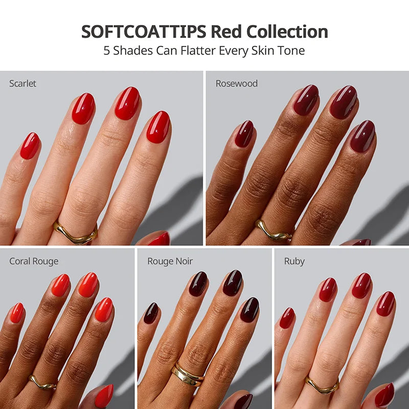 SOFTCOATTIPS™ Red Collection Five Shades Extra Short Almond