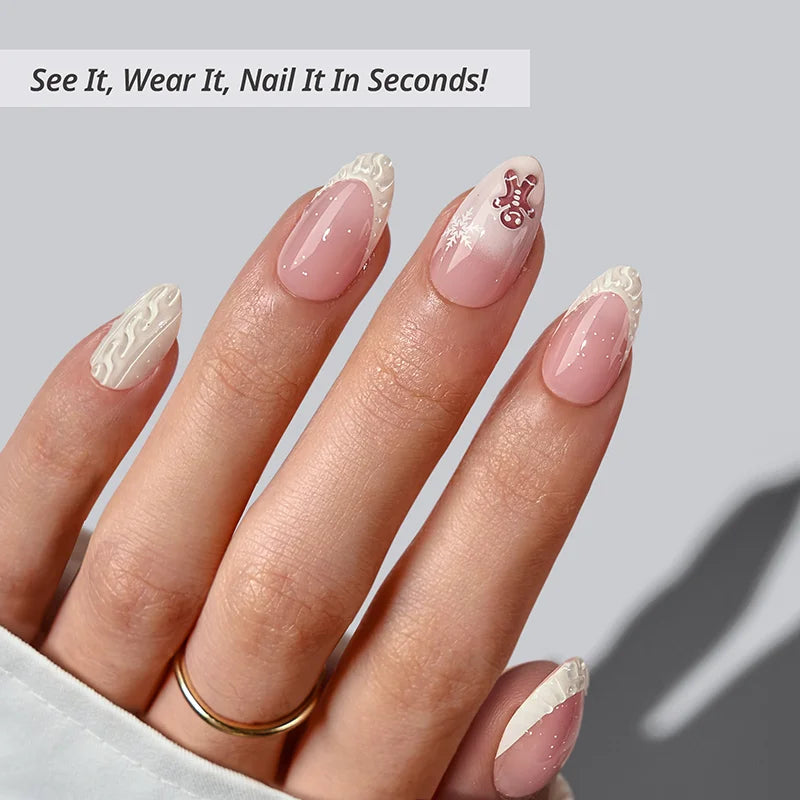 Gingerbread Joy Almond Nails - Soft Gel Press On