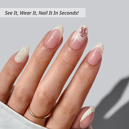 Gingerbread Joy Almond Nails - Soft Gel Press On