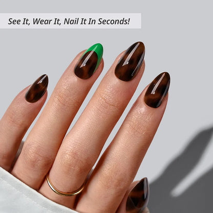 Emerald chrome nail designs