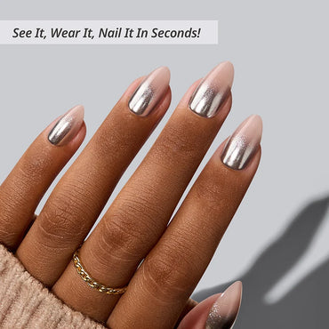 Silver Fizz Almond Nails - Soft Gel Press On