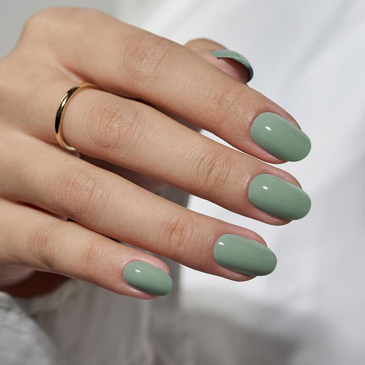 Pure Blue-Green Oval Nails - Press On Nails