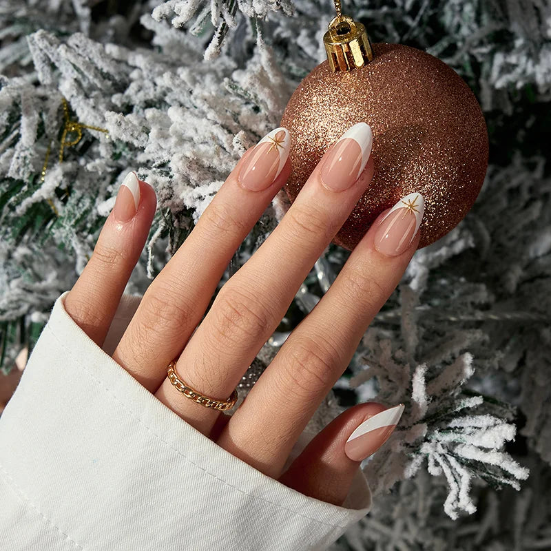 Starlight Frost Almond Nails - XCOATPRESS