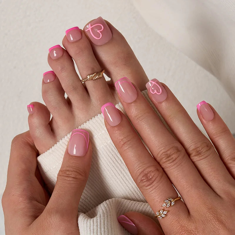 Soft Romance Square - Press On Toe Nail