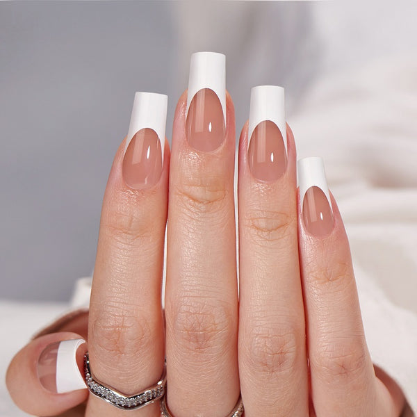 Así que las uñas cuadradas francesas - Press On Nails