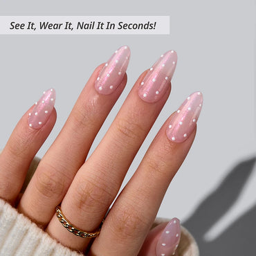 Polka-Dot Dress Almond Nails - XCOATPRESS