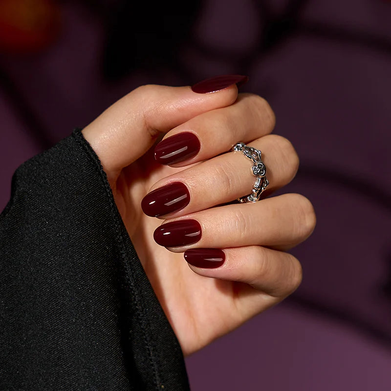 Fatal Merlot Round Nails - Soft Gel Press On