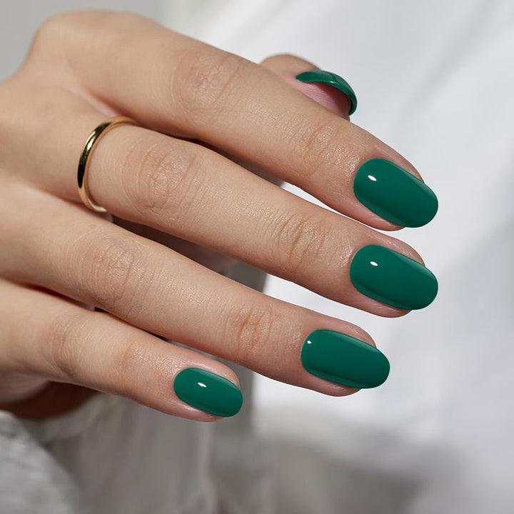 Pure Blue-Green Oval Nails - Press On Nails