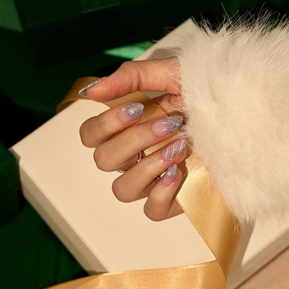 Sparkle Bow Almond Nails - XCOATPRESS