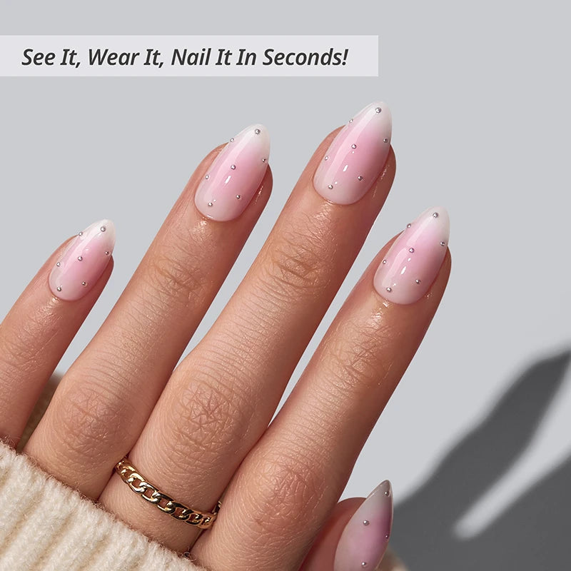 Shy Metal Almond Nails - Soft Gel Press On